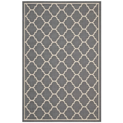 Modway Outlet Avena Moroccan Quatrefoil Trellis Indoor and Outdoor 8x10 Area Rug by Modway  Living Room Rugs Gray and Beige - R-1137B-810