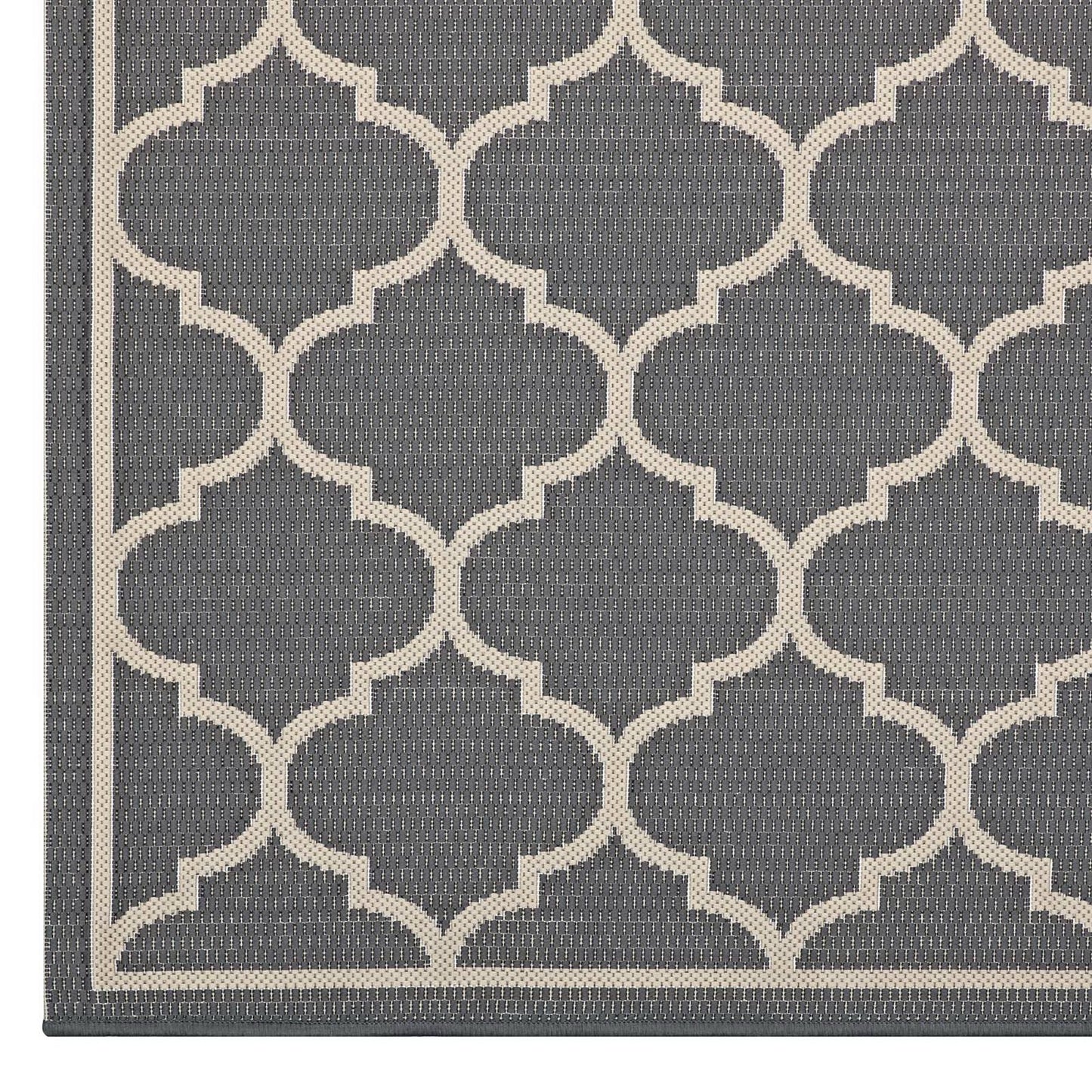 Modway Outlet Avena Moroccan Quatrefoil Trellis Indoor and Outdoor 8x10 Area Rug by Modway  Living Room Rugs Gray and Beige - R-1137B-810