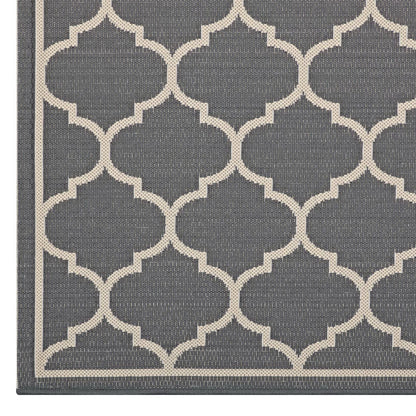 Modway Outlet Avena Moroccan Quatrefoil Trellis Indoor and Outdoor 8x10 Area Rug by Modway  Living Room Rugs Gray and Beige - R-1137B-810