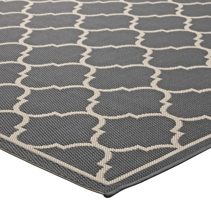 Modway Outlet Avena Moroccan Quatrefoil Trellis Indoor and Outdoor 8x10 Area Rug by Modway  Living Room Rugs Gray and Beige - R-1137B-810
