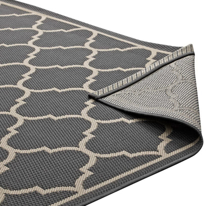 Modway Outlet Avena Moroccan Quatrefoil Trellis Indoor and Outdoor 8x10 Area Rug by Modway  Living Room Rugs Gray and Beige - R-1137B-810