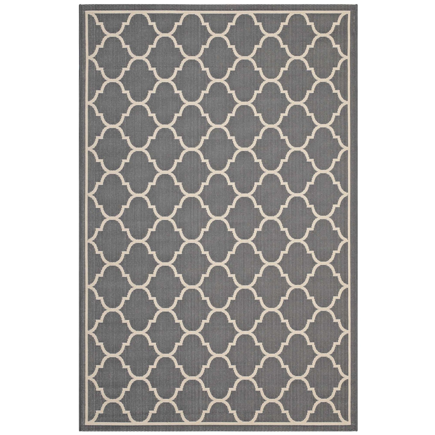 Modway Outlet Avena Moroccan Quatrefoil Trellis Indoor and Outdoor 9x12 Area Rug by Modway  Living Room Rugs Gray and Beige - R-1137B-912