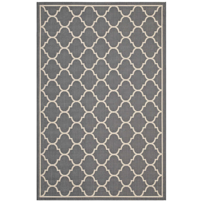 Modway Outlet Avena Moroccan Quatrefoil Trellis Indoor and Outdoor 9x12 Area Rug by Modway  Living Room Rugs Gray and Beige - R-1137B-912