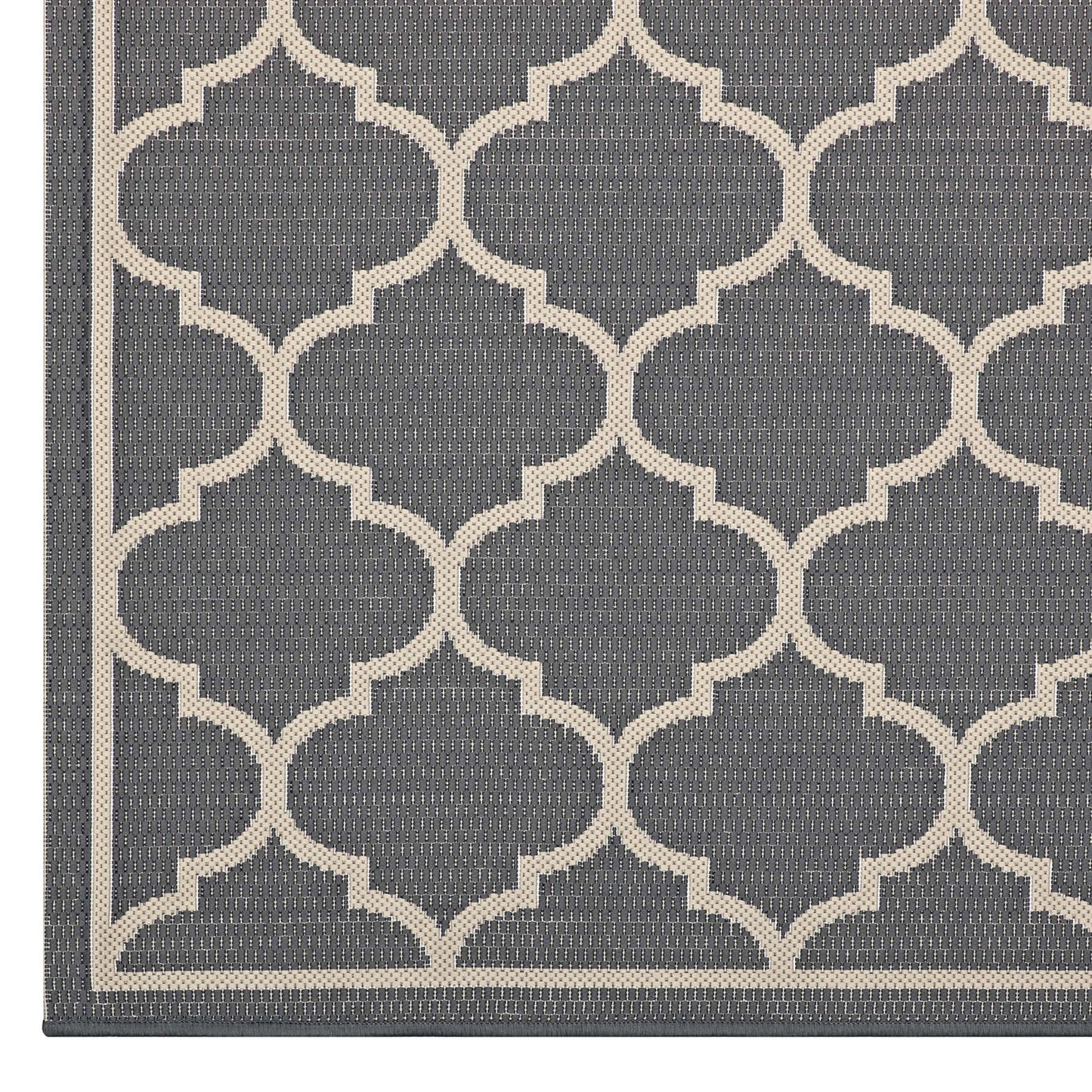 Modway Outlet Avena Moroccan Quatrefoil Trellis Indoor and Outdoor 9x12 Area Rug by Modway  Living Room Rugs Gray and Beige - R-1137B-912