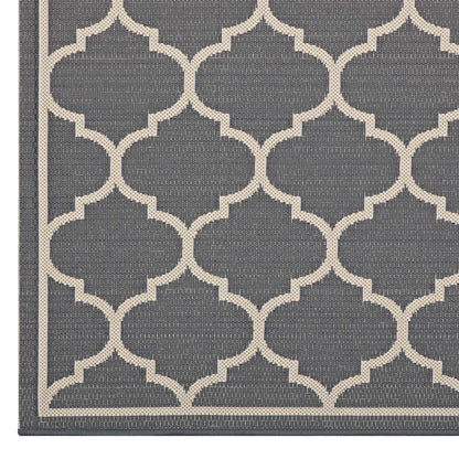 Modway Outlet Avena Moroccan Quatrefoil Trellis Indoor and Outdoor 9x12 Area Rug by Modway  Living Room Rugs Gray and Beige - R-1137B-912
