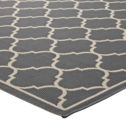 Modway Outlet Avena Moroccan Quatrefoil Trellis Indoor and Outdoor 9x12 Area Rug by Modway  Living Room Rugs Gray and Beige - R-1137B-912