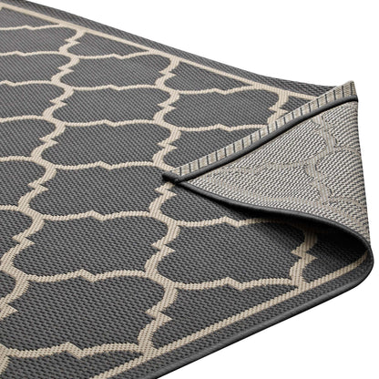 Modway Outlet Avena Moroccan Quatrefoil Trellis Indoor and Outdoor 9x12 Area Rug by Modway  Living Room Rugs Gray and Beige - R-1137B-912