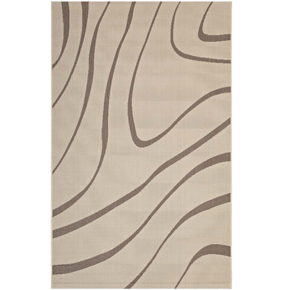 Modway Outlet Surge Swirl Abstract Indoor and Outdoor 8x10 Area Rug by Modway  Living Room Rugs Light and Dark Beige - R-1138A-810