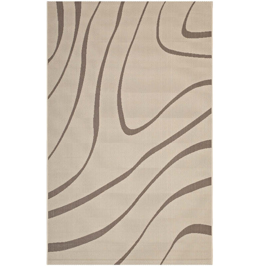 Modway Outlet Surge Swirl Abstract Indoor and Outdoor 8x10 Area Rug by Modway  Living Room Rugs Light and Dark Beige - R-1138A-810