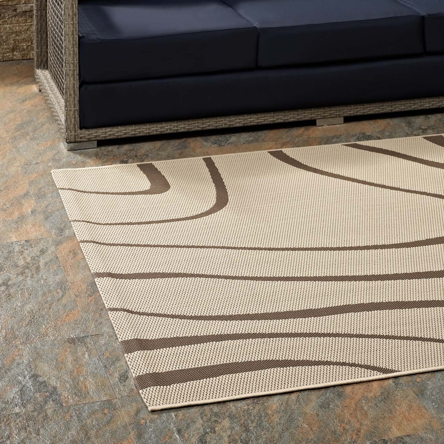 Modway Outlet Surge Swirl Abstract Indoor and Outdoor 8x10 Area Rug by Modway  Living Room Rugs Light and Dark Beige - R-1138A-810