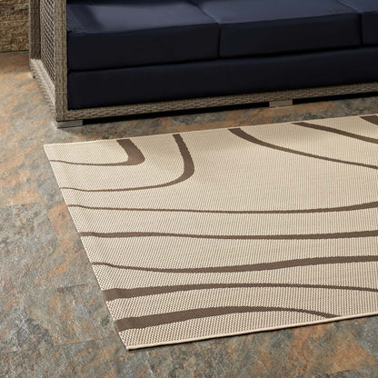 Modway Outlet Surge Swirl Abstract Indoor and Outdoor 8x10 Area Rug by Modway  Living Room Rugs Light and Dark Beige - R-1138A-810