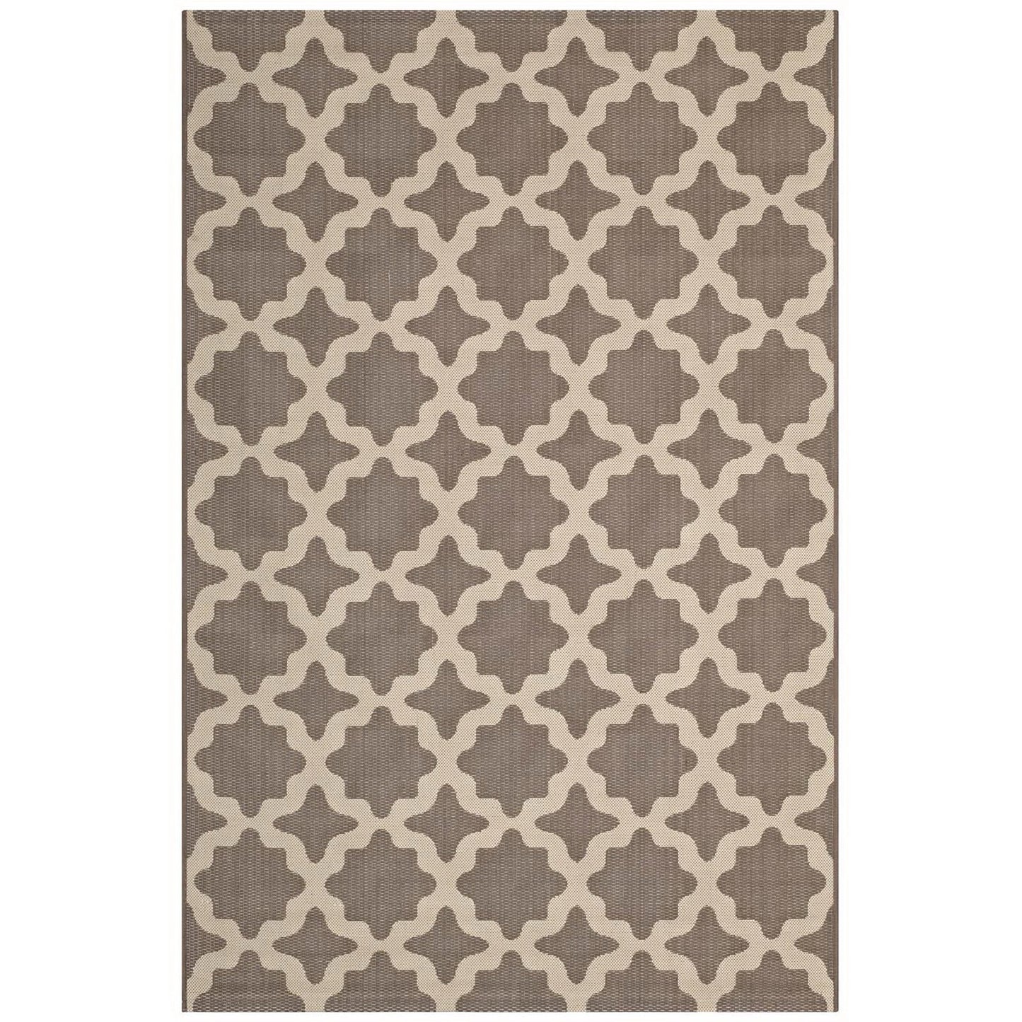 Modway Outlet Cerelia Moroccan Trellis Indoor and Outdoor 8x10 Area Rug by Modway  Living Room Rugs Light and Dark Beige - R-1139A-810