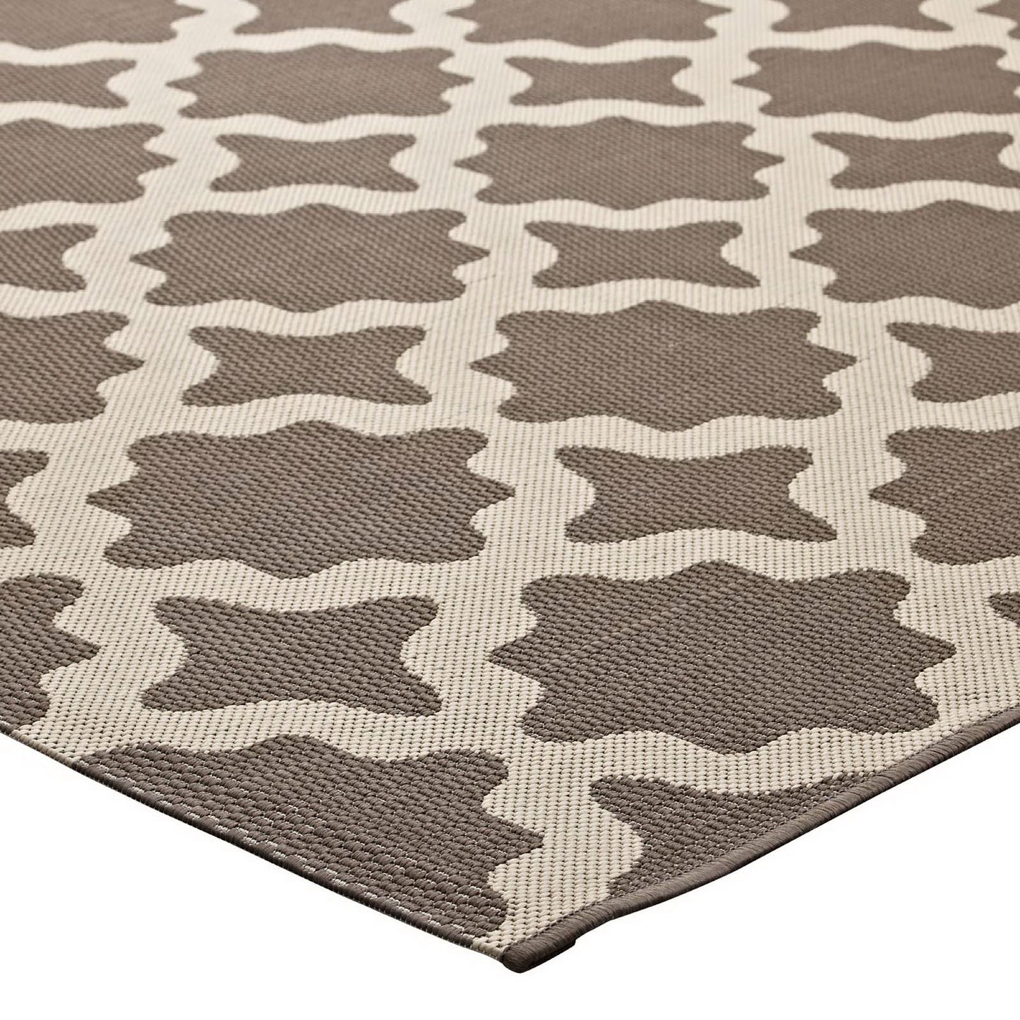 Modway Outlet Cerelia Moroccan Trellis Indoor and Outdoor 8x10 Area Rug by Modway  Living Room Rugs Light and Dark Beige - R-1139A-810