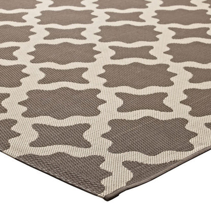 Modway Outlet Cerelia Moroccan Trellis Indoor and Outdoor 8x10 Area Rug by Modway  Living Room Rugs Light and Dark Beige - R-1139A-810