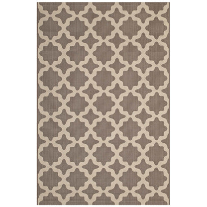 Modway Outlet Cerelia Moroccan Trellis Indoor and Outdoor 9x12 Area Rug by Modway  Living Room Rugs Light and Dark Beige - R-1139A-912