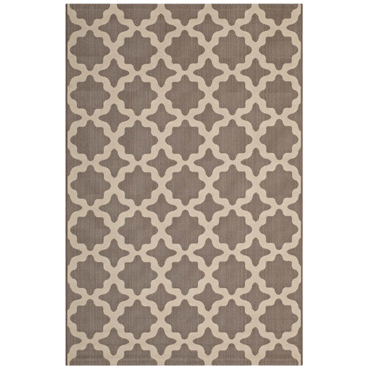 Modway Outlet Cerelia Moroccan Trellis Indoor and Outdoor 9x12 Area Rug by Modway  Living Room Rugs Light and Dark Beige - R-1139A-912