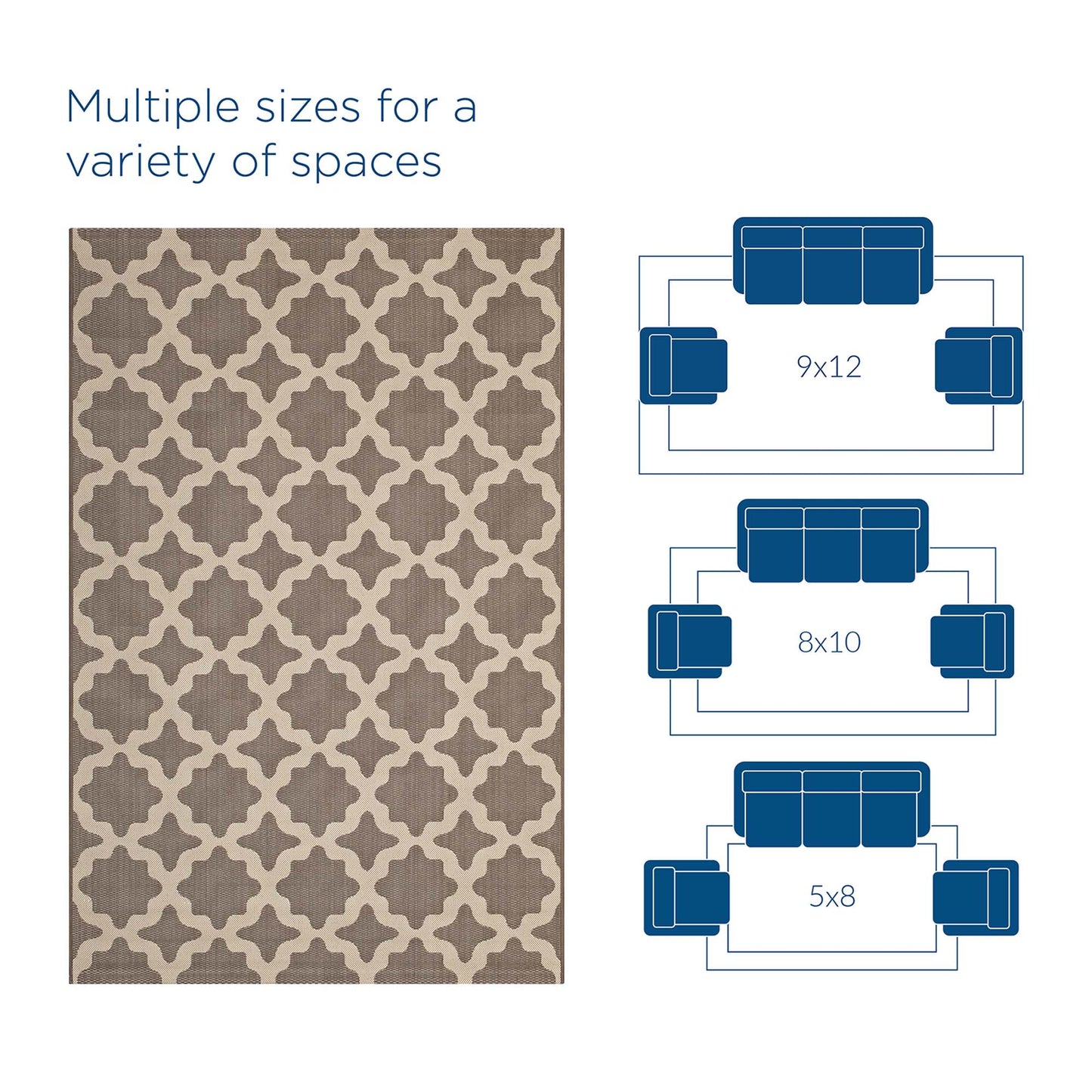 Modway Outlet Cerelia Moroccan Trellis Indoor and Outdoor 9x12 Area Rug by Modway  Living Room Rugs Light and Dark Beige - R-1139A-912