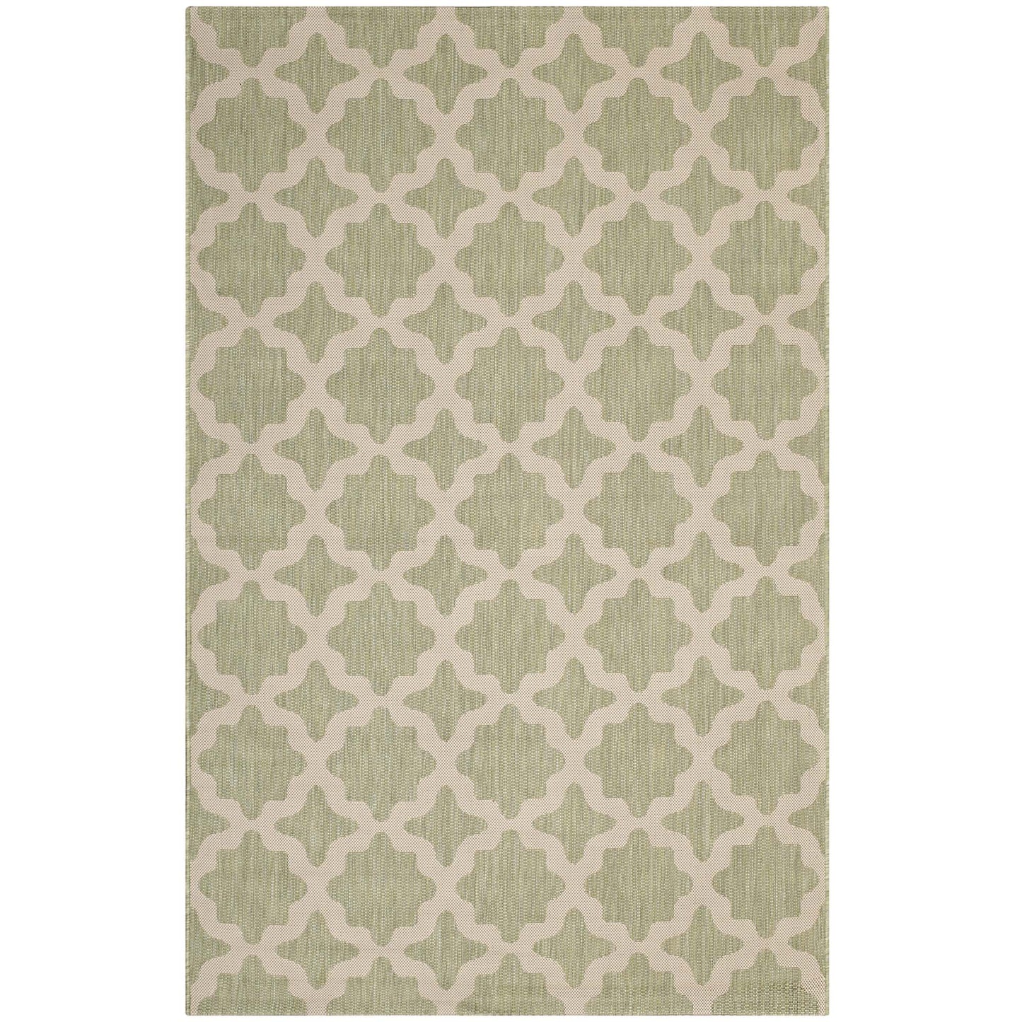 Modway Outlet Cerelia Moroccan Trellis Indoor and Outdoor 4x6 Area Rug by Modway  Living Room Rugs Beige and Light Green - R-1139B-46