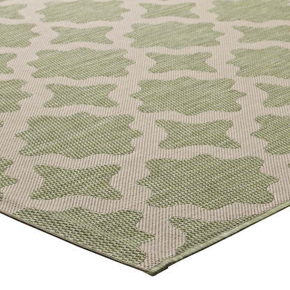 Modway Outlet Cerelia Moroccan Trellis Indoor and Outdoor 4x6 Area Rug by Modway  Living Room Rugs Beige and Light Green - R-1139B-46