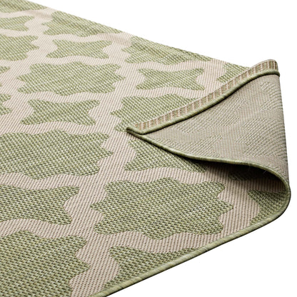 Modway Outlet Cerelia Moroccan Trellis Indoor and Outdoor 4x6 Area Rug by Modway  Living Room Rugs Beige and Light Green - R-1139B-46