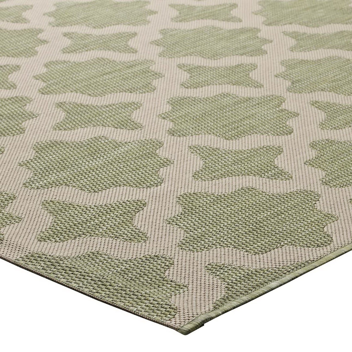 Modway Outlet Cerelia Moroccan Trellis Indoor and Outdoor 8x10 Area Rug by Modway  Living Room Rugs Beige and Light Green - R-1139B-810