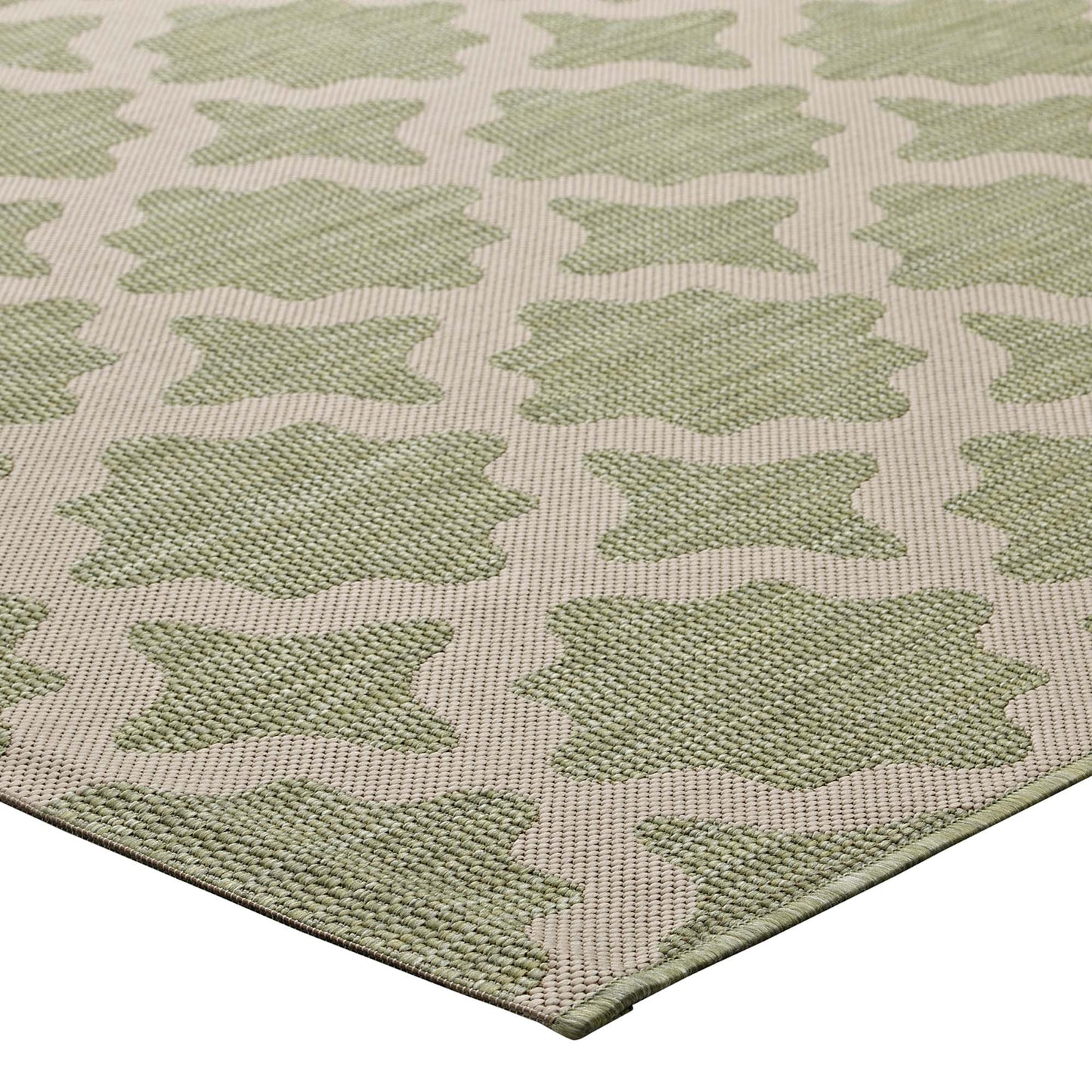 Modway Outlet Cerelia Moroccan Trellis Indoor and Outdoor 9x12 Area Rug by Modway  Living Room Rugs Beige and Light Green - R-1139B-912