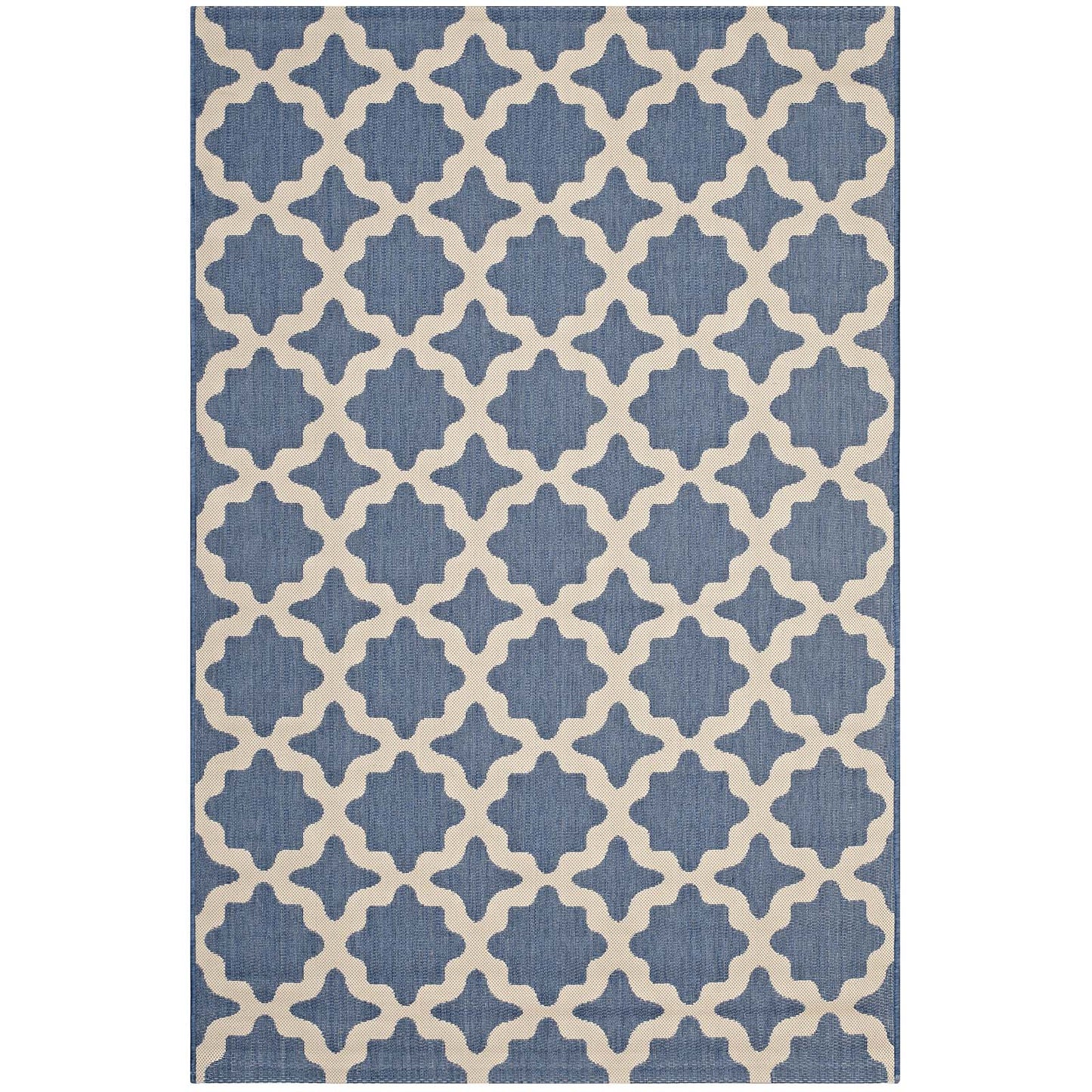 Modway Outlet Cerelia Moroccan Trellis Indoor and Outdoor 5x8 Area Rug by Modway  Living Room Rugs Blue and Beige - R-1139C-58