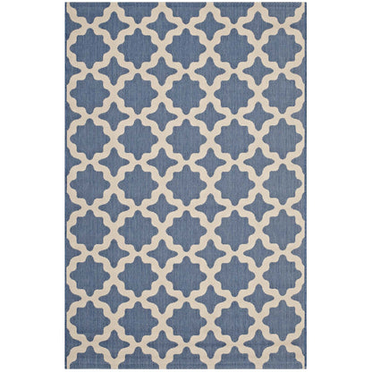 Modway Outlet Cerelia Moroccan Trellis Indoor and Outdoor 5x8 Area Rug by Modway  Living Room Rugs Blue and Beige - R-1139C-58