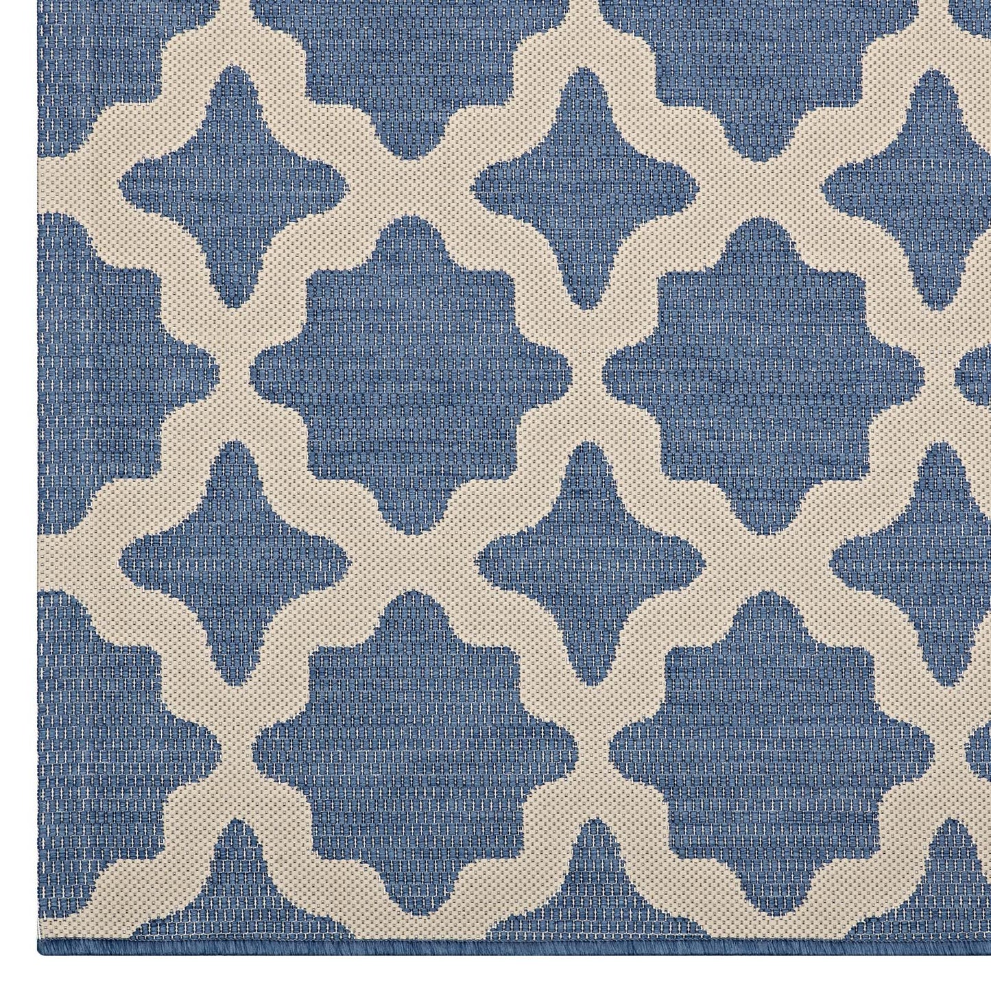 Modway Outlet Cerelia Moroccan Trellis Indoor and Outdoor 5x8 Area Rug by Modway  Living Room Rugs Blue and Beige - R-1139C-58