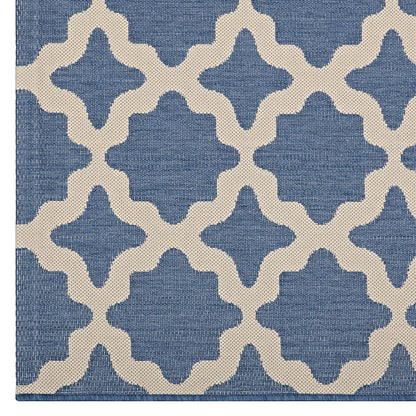 Modway Outlet Cerelia Moroccan Trellis Indoor and Outdoor 5x8 Area Rug by Modway  Living Room Rugs Blue and Beige - R-1139C-58