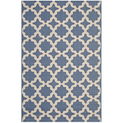 Modway Outlet Cerelia Moroccan Trellis Indoor and Outdoor 8x10 Area Rug by Modway  Living Room Rugs Blue and Beige - R-1139C-810