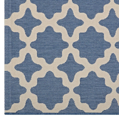 Modway Outlet Cerelia Moroccan Trellis Indoor and Outdoor 8x10 Area Rug by Modway  Living Room Rugs Blue and Beige - R-1139C-810