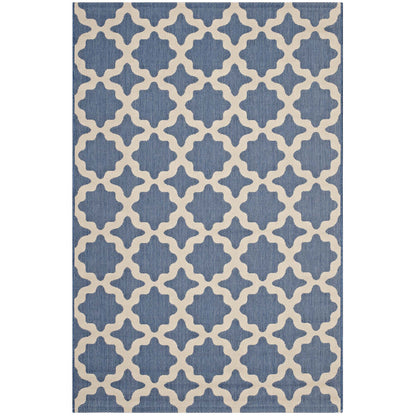 Modway Outlet Cerelia Moroccan Trellis Indoor and Outdoor 9x12 Area Rug by Modway  Living Room Rugs Blue and Beige - R-1139C-912