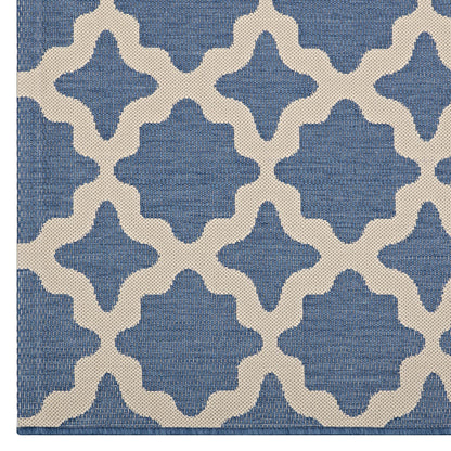 Modway Outlet Cerelia Moroccan Trellis Indoor and Outdoor 9x12 Area Rug by Modway  Living Room Rugs Blue and Beige - R-1139C-912