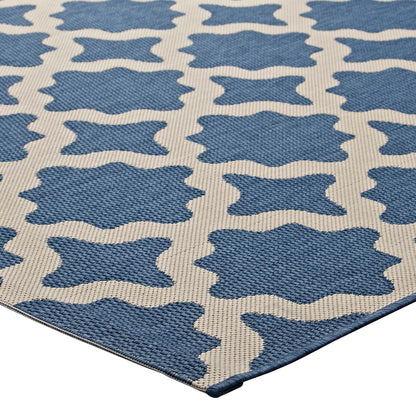 Modway Outlet Cerelia Moroccan Trellis Indoor and Outdoor 9x12 Area Rug by Modway  Living Room Rugs Blue and Beige - R-1139C-912
