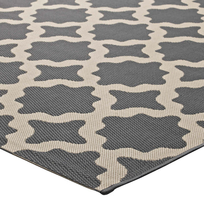 Modway Outlet Cerelia Moroccan Trellis Indoor and Outdoor 4x6 Area Rug by Modway  Living Room Rugs Gray and Beige - R-1139D-46