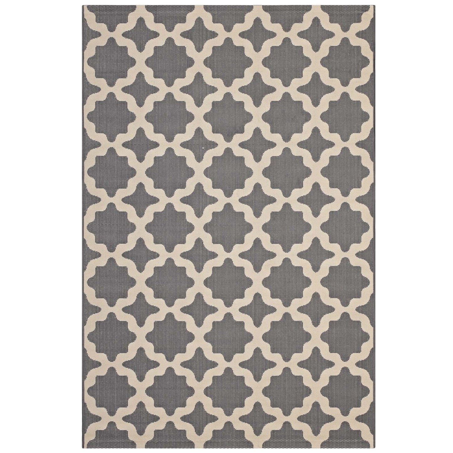Modway Outlet Cerelia Moroccan Trellis Indoor and Outdoor 5x8 Area Rug by Modway  Living Room Rugs Gray and Beige - R-1139D-58
