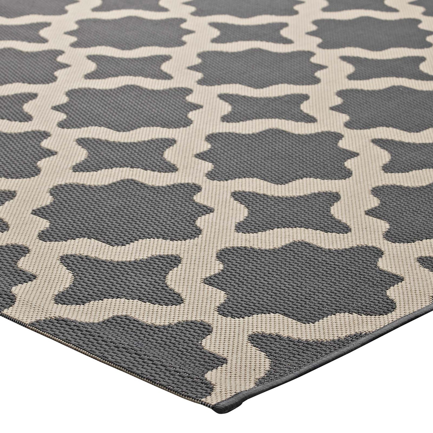 Modway Outlet Cerelia Moroccan Trellis Indoor and Outdoor 5x8 Area Rug by Modway  Living Room Rugs Gray and Beige - R-1139D-58