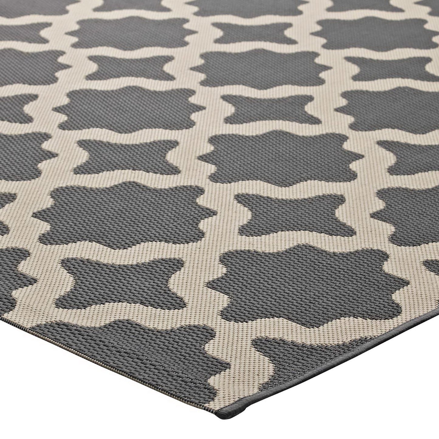 Modway Outlet Cerelia Moroccan Trellis Indoor and Outdoor 8x10 Area Rug by Modway  Living Room Rugs Gray and Beige - R-1139D-810
