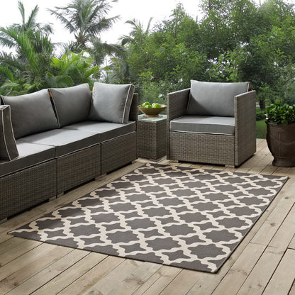 Modway Outlet Cerelia Moroccan Trellis Indoor and Outdoor 8x10 Area Rug by Modway  Living Room Rugs Gray and Beige - R-1139D-810