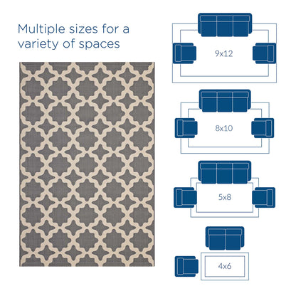 Modway Outlet Cerelia Moroccan Trellis Indoor and Outdoor 9x12 Area Rug by Modway  Living Room Rugs Gray and Beige - R-1139D-912