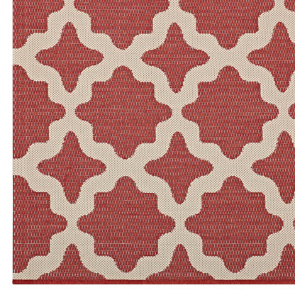 Modway Outlet Cerelia Moroccan Trellis Indoor and Outdoor 5x8 Area Rug by Modway  Living Room Rugs Red and Beige - R-1139E-58