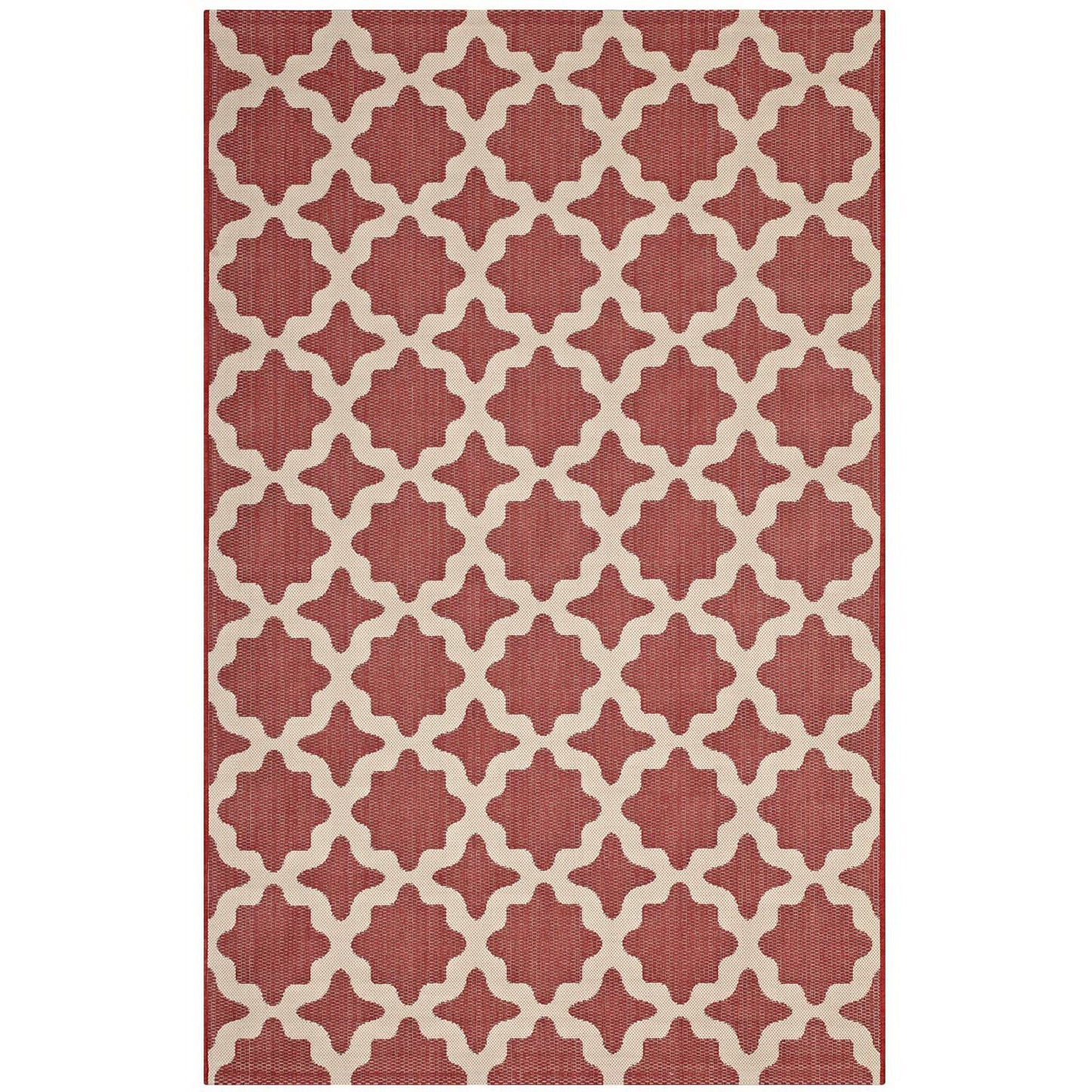 Modway Outlet Cerelia Moroccan Trellis Indoor and Outdoor 8x10 Area Rug by Modway  Living Room Rugs Red and Beige - R-1139E-810