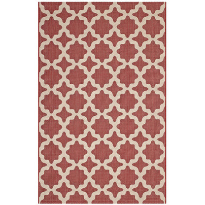 Modway Outlet Cerelia Moroccan Trellis Indoor and Outdoor 8x10 Area Rug by Modway  Living Room Rugs Red and Beige - R-1139E-810