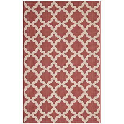 Modway Outlet Cerelia Moroccan Trellis Indoor and Outdoor 9x12 Area Rug by Modway  Living Room Rugs Red and Beige - R-1139E-912