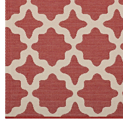 Modway Outlet Cerelia Moroccan Trellis Indoor and Outdoor 9x12 Area Rug by Modway  Living Room Rugs Red and Beige - R-1139E-912