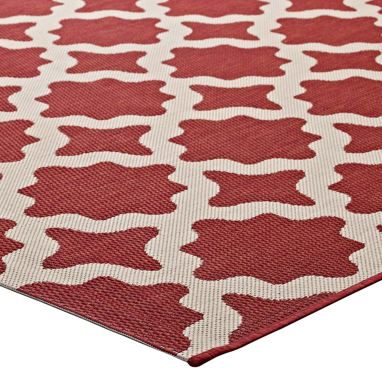 Modway Outlet Cerelia Moroccan Trellis Indoor and Outdoor 9x12 Area Rug by Modway  Living Room Rugs Red and Beige - R-1139E-912