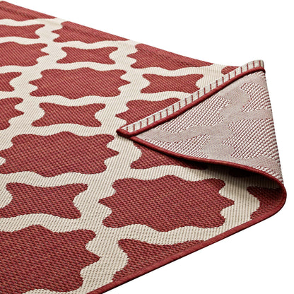 Modway Outlet Cerelia Moroccan Trellis Indoor and Outdoor 9x12 Area Rug by Modway  Living Room Rugs Red and Beige - R-1139E-912