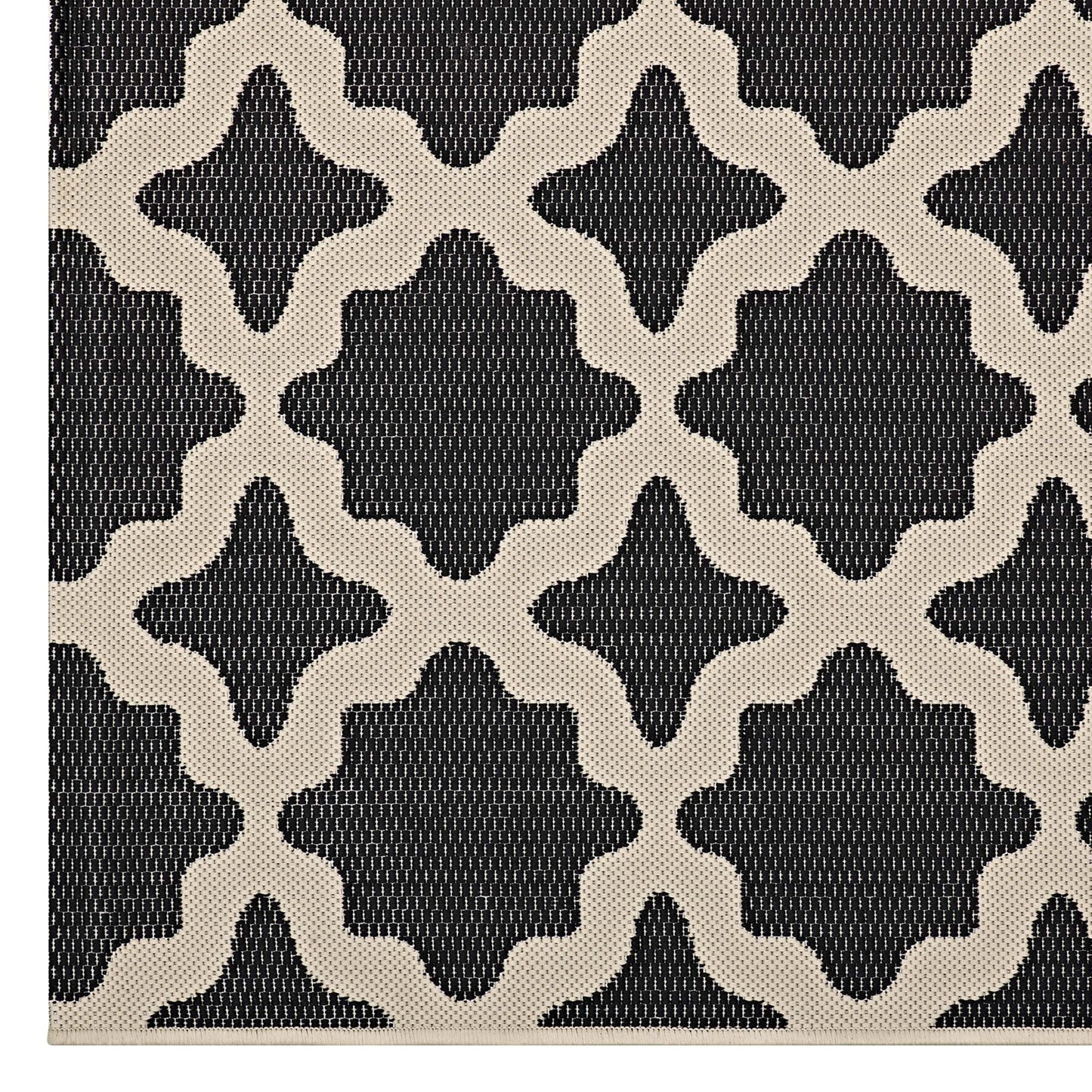 Modway Outlet Cerelia Moroccan Trellis Indoor and Outdoor 4x6 Area Rug by Modway  Living Room Rugs Black and Beige - R-1139F-46