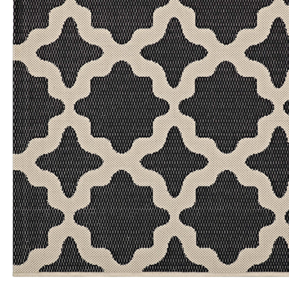 Modway Outlet Cerelia Moroccan Trellis Indoor and Outdoor 4x6 Area Rug by Modway  Living Room Rugs Black and Beige - R-1139F-46